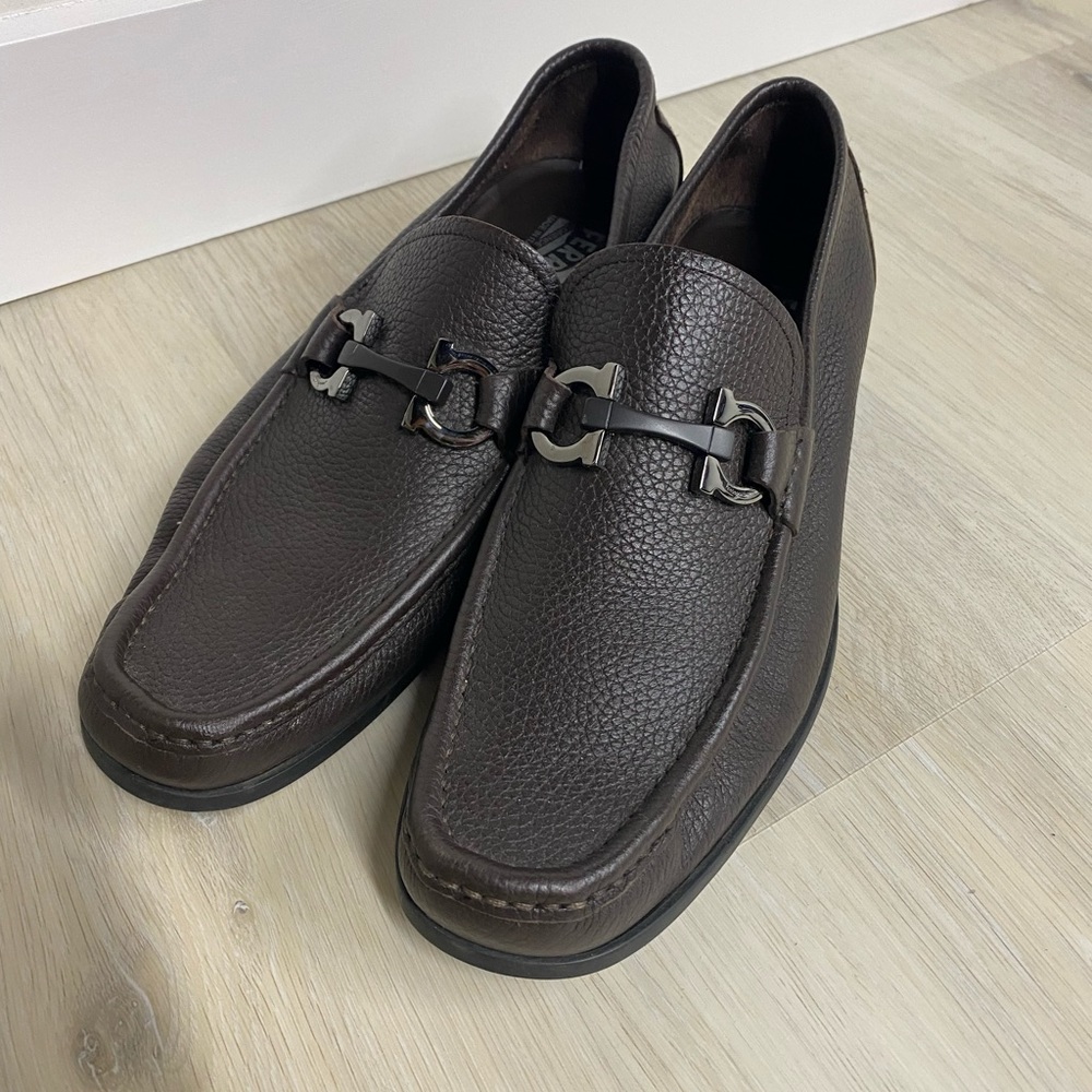 Salvatore Ferragamo Grandioso Bit Mens Loafer 8 hickory leather brown